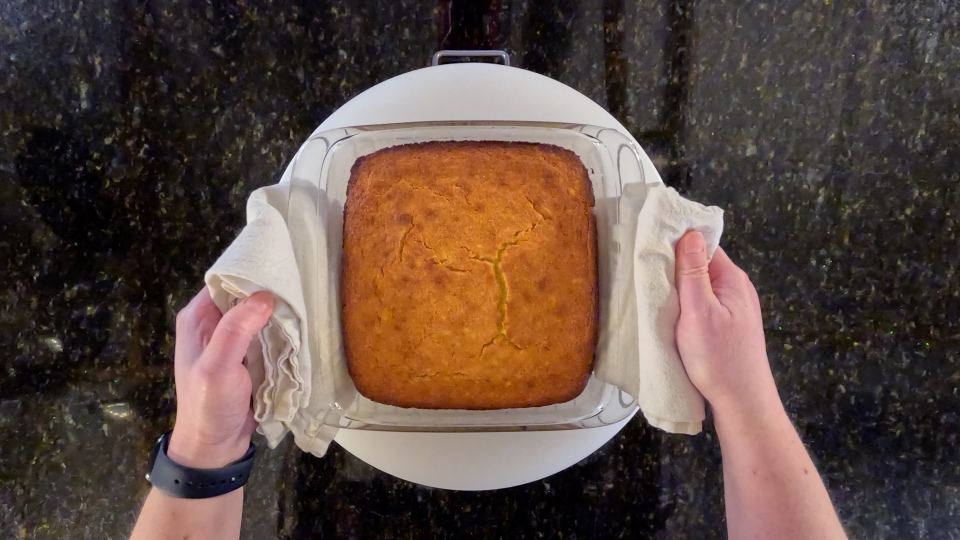 Finished cornbread in dish